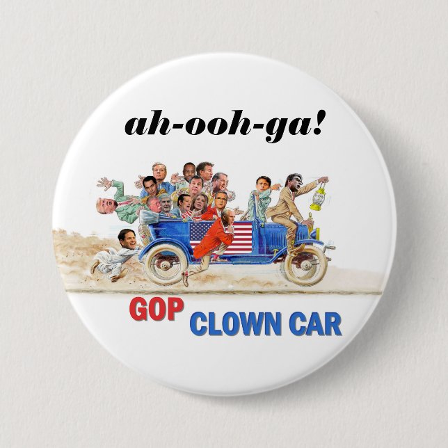 GOP Clown Car Pinback Button (Front)