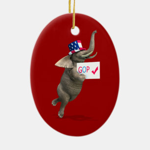 GOP Elephant Ceramic Ornament