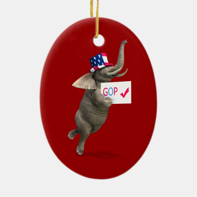 GOP Elephant Ceramic Ornament (Back)