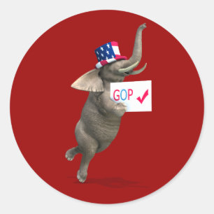 GOP Elephant Classic Round Sticker