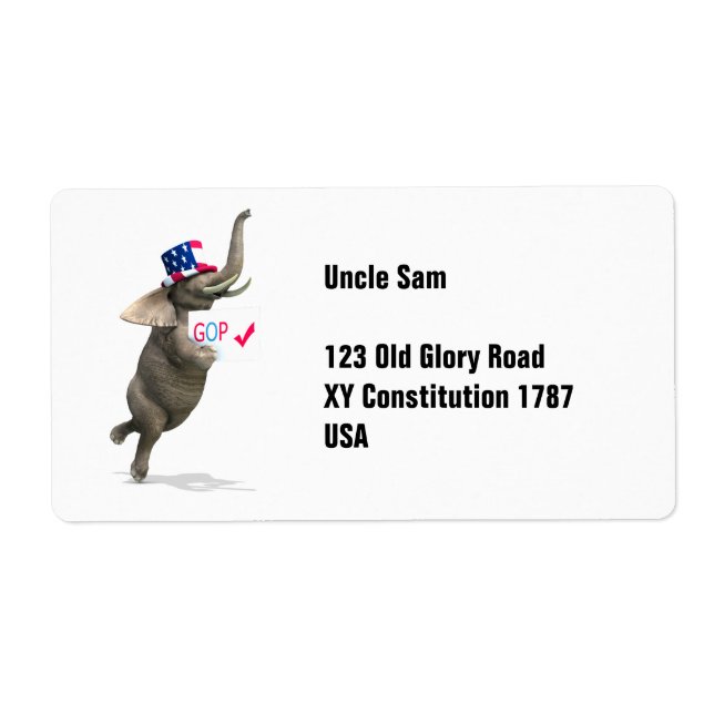 GOP Elephant Label (Front)