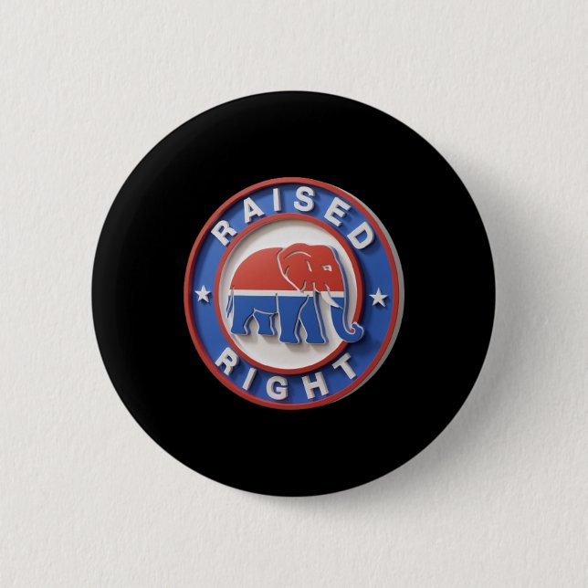 Gop Elephant Marches Proudly Raised Right Legacy  Button (Front)