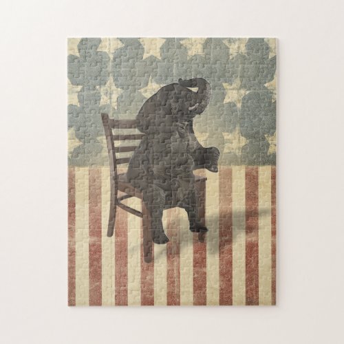 GOP Elephant Takes Over the Chair Funny Political Jigsaw Puzzle