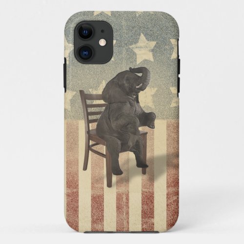 GOP Elephant Takes the Chair Funny Politics Humor iPhone 11 Case