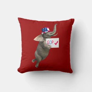 GOP Elephant Throw Pillow