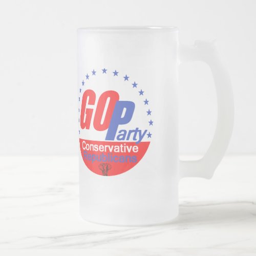 GOP REPUBLICAN 2016 FROSTED GLASS BEER MUG