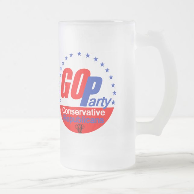 GOP REPUBLICAN 2016 FROSTED GLASS BEER MUG (Right)