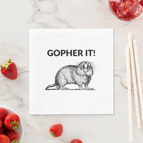 Gopher It Funny Gopher Pun Napkins