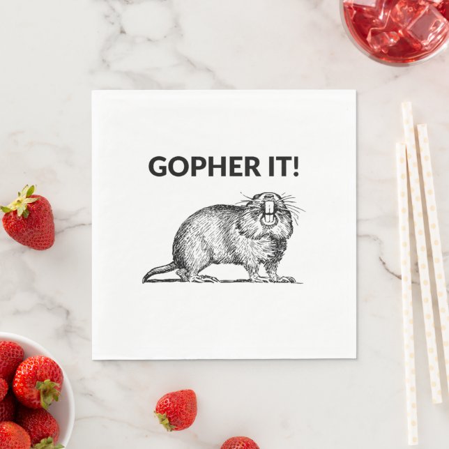 Gopher It Funny Gopher Pun Napkins (Insitu)