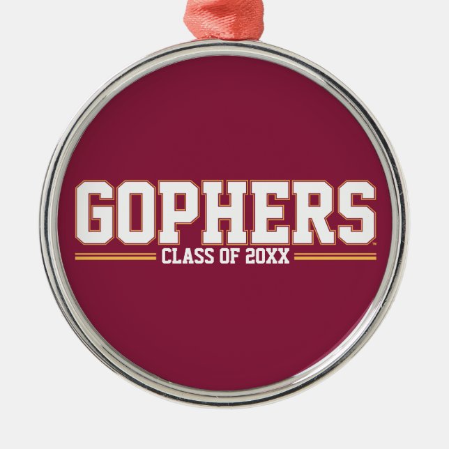 Gophers with Class Year Metal Ornament (Front)