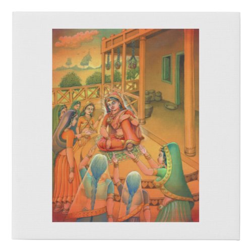 Gopikas complaining to Yashoda mother of Krishna Faux Canvas Print