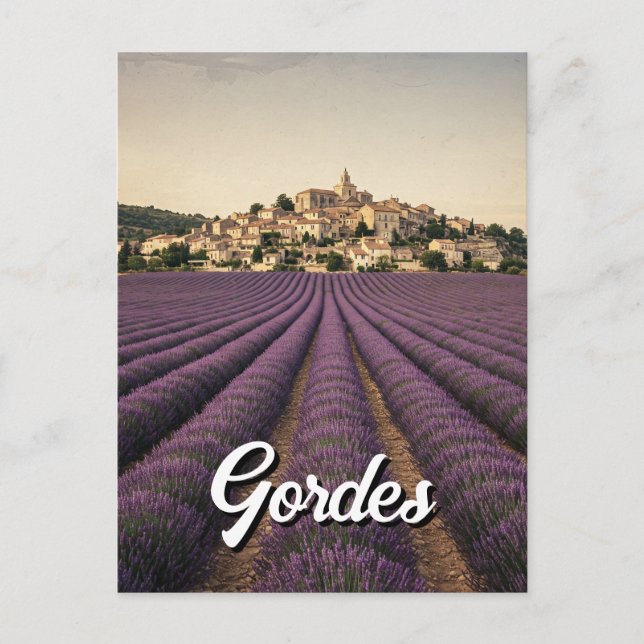 Gordes France Travel Lavender Vintage Retro Postcard (Front)