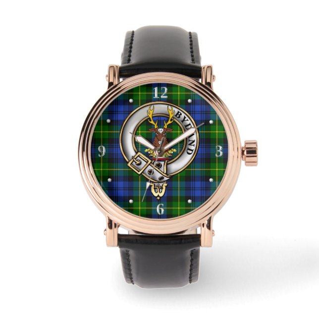 Gordon Clan Badge & Tartan   Watch (Front)