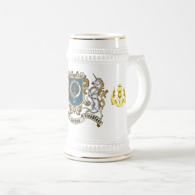 Gordon Clan Badge & Unicorn Beer Stein (Front Right)