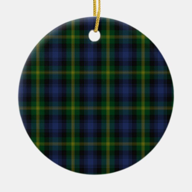 Gordon Clan Family Tartan Ceramic Ornament (Front)