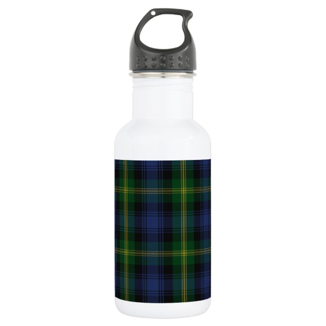 Gordon Clan Family Tartan Stainless Steel Water Bottle (Front)