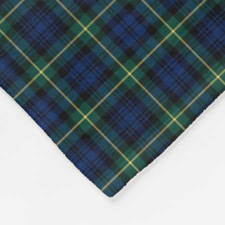 Gordon Clan Royal Blue And Green Tartan Fleece Blanket