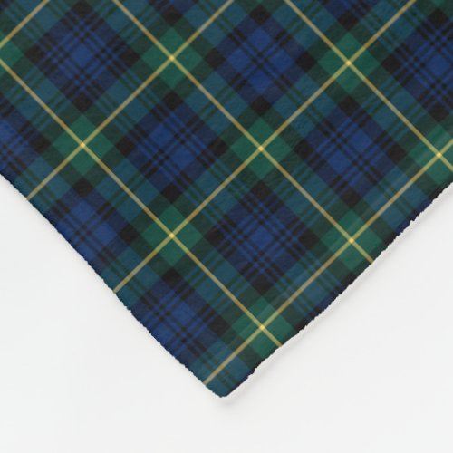 Gordon Clan Royal Blue and Green Tartan Fleece Blanket