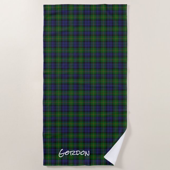 Gordon Clan Tartan Plaid Beach Towel (Front)