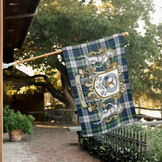 Gordon Dress Ancient Tartan Flag Clan Badge Lion S (In SItu)