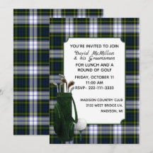 Gordon Dress Plaid Groom's Golf Party Invitation