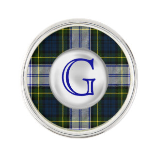 Gordon Dress Plaid Monogram Lapel Pin