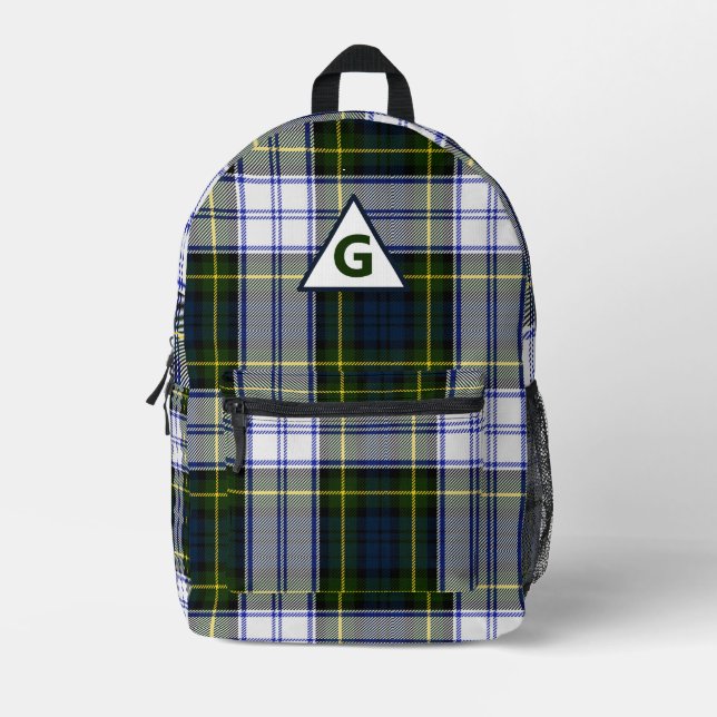 Gordon Dress Plaid Monogrammed  Printed Backpack (Front)