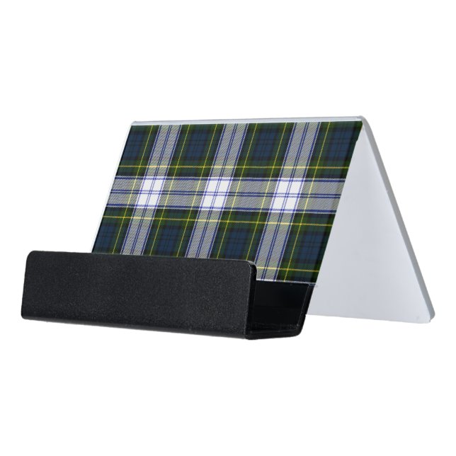 Gordon Dress Tartan Plaid Business Card Holder (Angled Front)