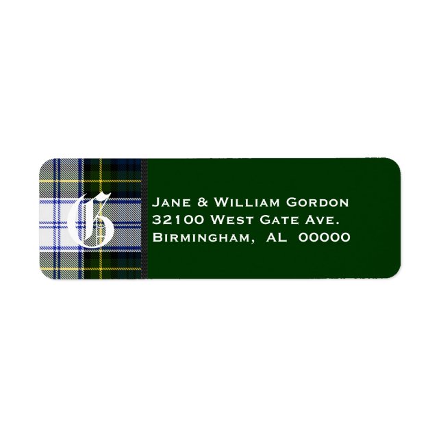 Gordon Dress Tartan Plaid Monogram Address Labels (Front)