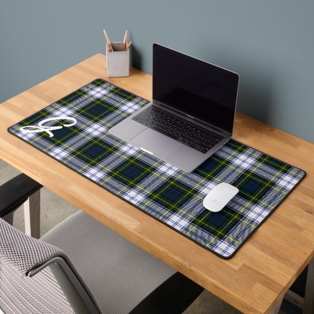 Gordon Dress Tartan Plaid Monogrammed Desk Mat (Office 2)