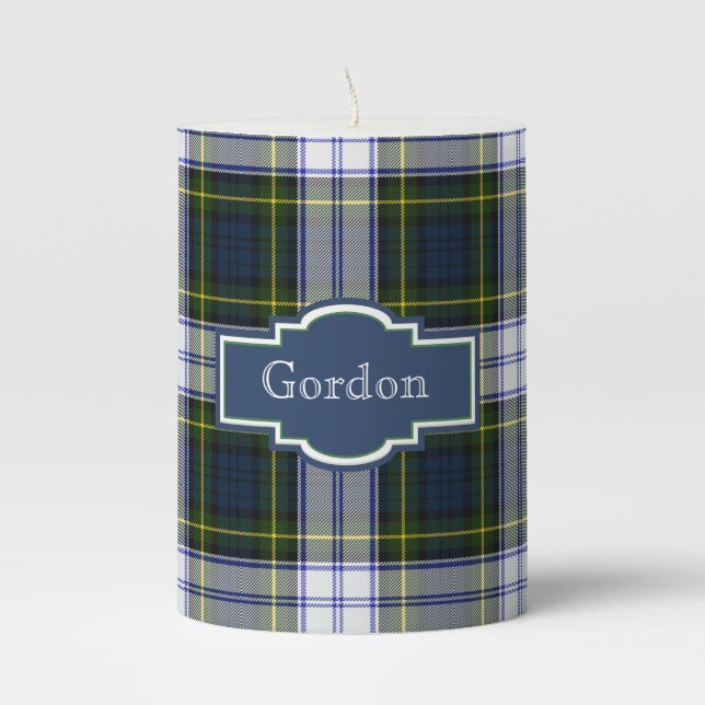 Gordon Dress Tartan Plaid  Pillar Candle (Front)