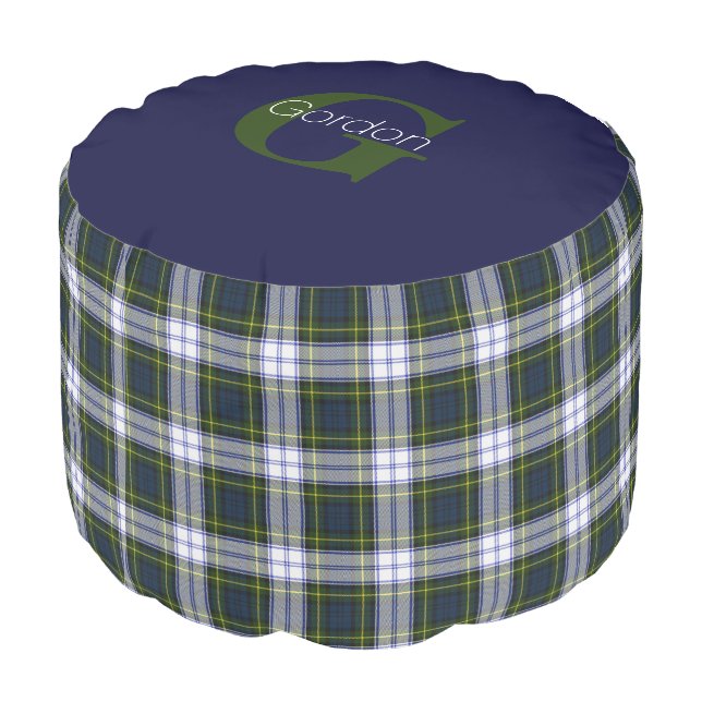Gordon Dress Tartan Plaid Pouf Stool (Angled Back)