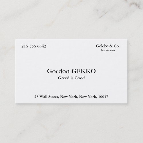Gordon Gekko Business Cards