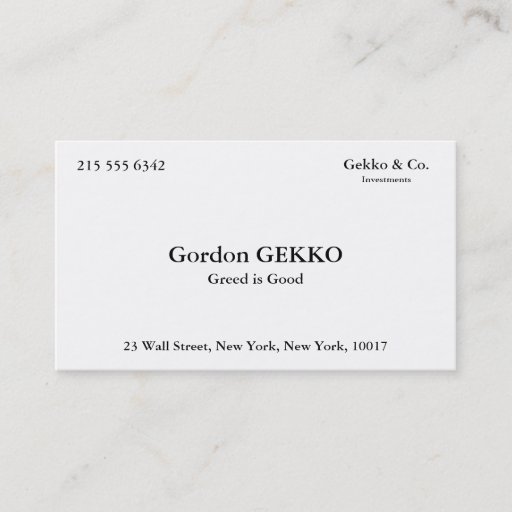 Customizable Gordon Gekko Business Cards