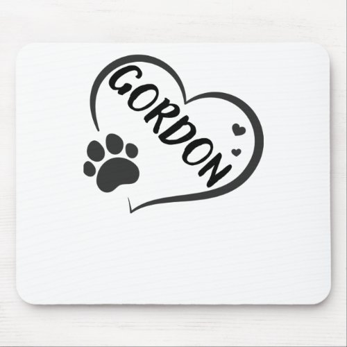 Gordon Name In A Heart With A Paw  Mouse Pad