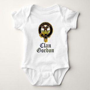 Gordon scottish crest and tartan clan name baby bodysuit