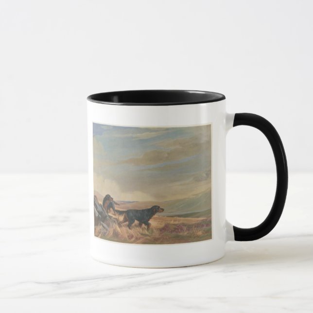 gordon setter antique print ringer ceramic mug (Right)