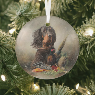 Gordon Setter art Glass Ornament