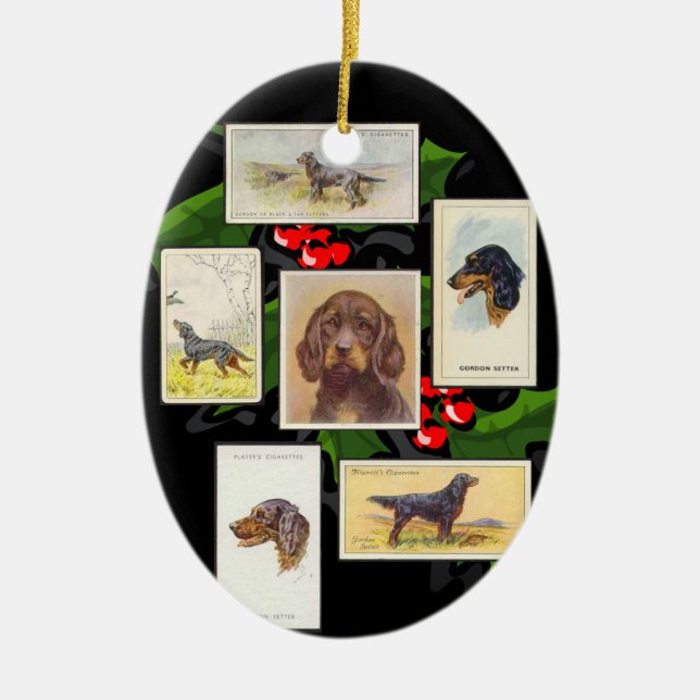 Gordon Setter Cigarette Cards Christmas Ornament (Front)