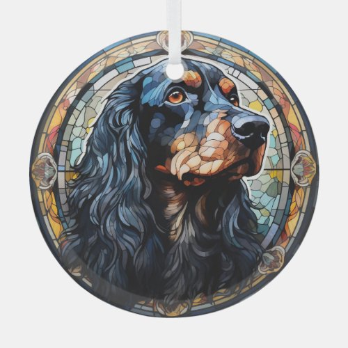 Gordon Setter Dog Mosaic Stained Glass Ornament