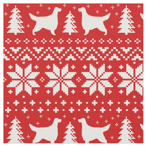 Gordon Setter Dog Silhouettes Christmas Patterned Fabric