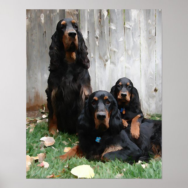 Gordon Setter Generations Painting Canvas Print (Front)