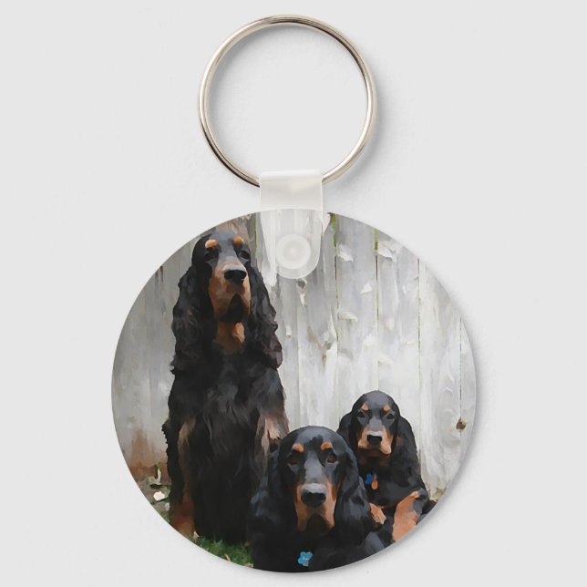 Gordon Setter Generations Painting Keychain (Front)