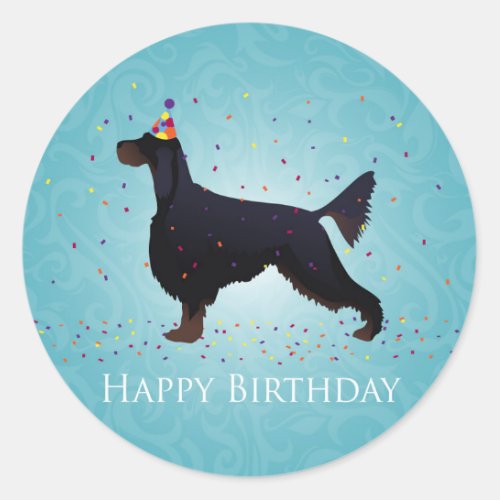Gordon Setter Happy Birthday Design Classic Round Sticker