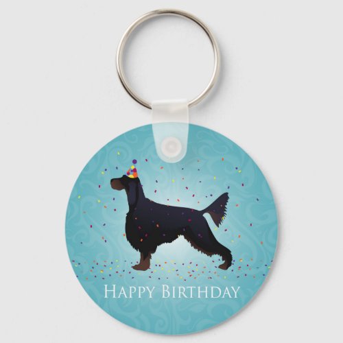 Gordon Setter Happy Birthday Design Keychain