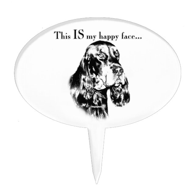 Gordon Setter Happy Face Cake Topper (Front)