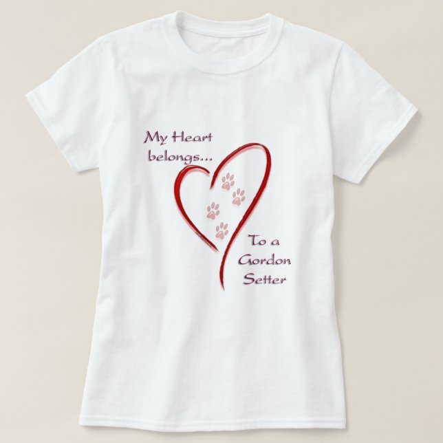 Gordon Setter Heart Belongs T-Shirt (Design Front)