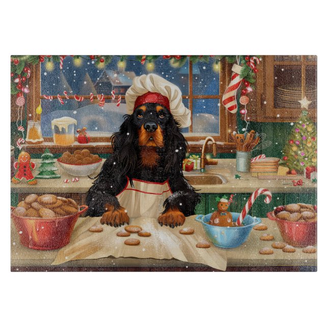 Gordon Setter Holiday Baking: Festive Christmas Cutting Board (Front)