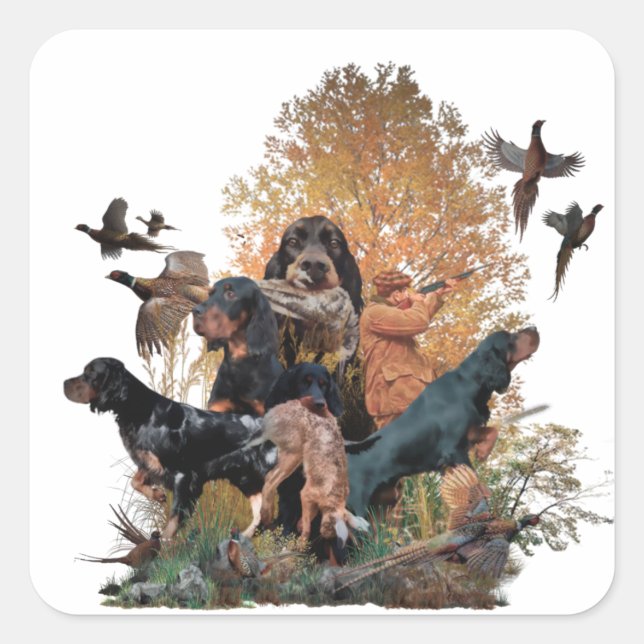 Gordon Setter, hunting season  Square Sticker (Front)