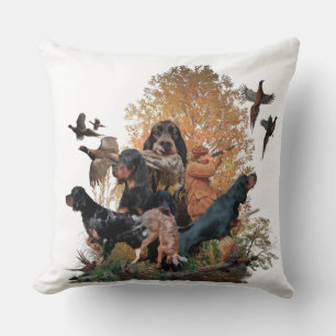Gordon Setter, hunting season Throw Pillow